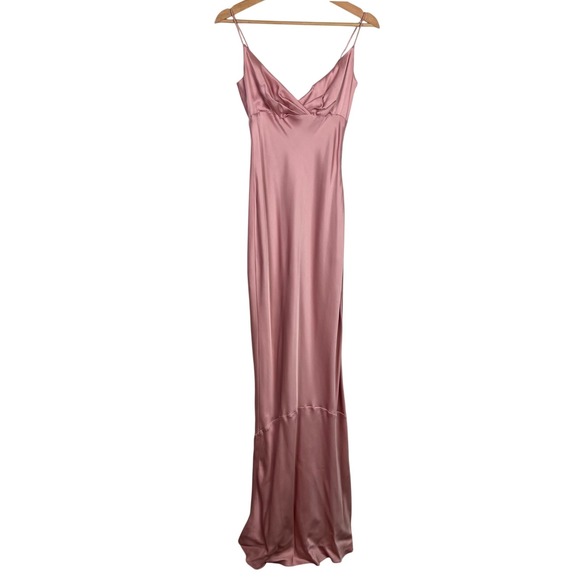 Nicole Miller Collection Pink Silk Cowl Neck Spaghetti Strap Maxi Dress Size 4